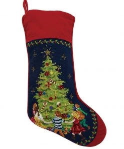 Peking Handicraft Home & Gift Christmas Tree With Children Needlepoint Stocking