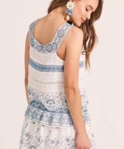 LoveShackFancy Breccan Tank - Blue Clothing 11 LoveShackFancy Breccan Tank - Blue Clothing