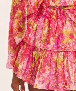 LoveShackFancy Ruffle Mini Skirt - Swaying Coral