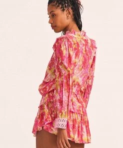 LoveShackFancy Ruffle Mini Skirt - Swaying Coral