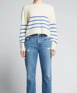 Frame Clean Crewneck Sweater Jet Stream Multi Clothing