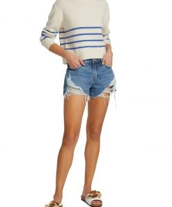 Frame Clean Crewneck Sweater Jet Stream Multi Clothing