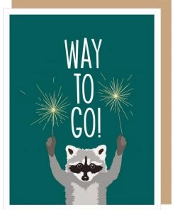 Apartment 2 Cards Raccoon With Sparklers Congratulations Card
