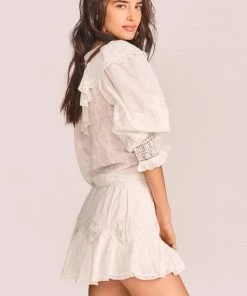 LoveShackFancy Adia Mini Skirt- True White Clothing 9 LoveShackFancy Adia Mini Skirt- True White Clothing