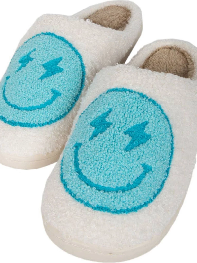 Katydid Lightening Smiley Face Slippers - Turquiose 3 Katydid Lightening Smiley Face Slippers - Turquiose