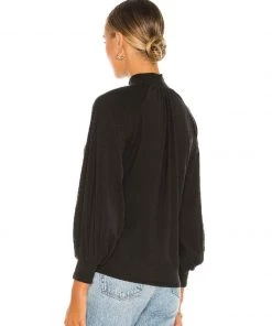 Nation LTD Clothing Melanie Smocked Peasant Tee - Jet Black