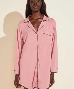 Eberjey Gisele Sleepshirt - La Rosa/Indigo Clothing