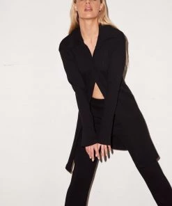 LNA Laurel Ribbed Pant - Black Clothing