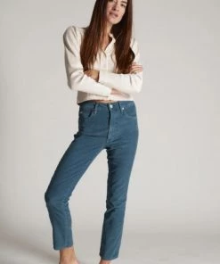 AMO Chloe Crop Cord - Dark Teal Clothing