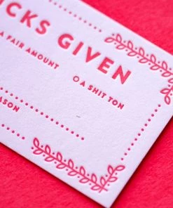 M.C. Pressure Home & Gift Fucks Given - Letterpress Card Pack