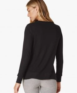 Beyond Yoga Side Slit LS Pullover - Black Clothing 10 Beyond Yoga Side Slit LS Pullover - Black Clothing