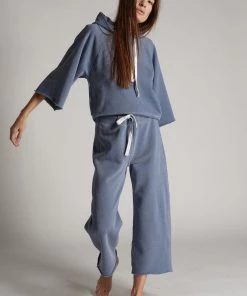 AMO Raglan Crop Hoodie - Faded Teal Clothing 9 AMO Raglan Crop Hoodie - Faded Teal Clothing