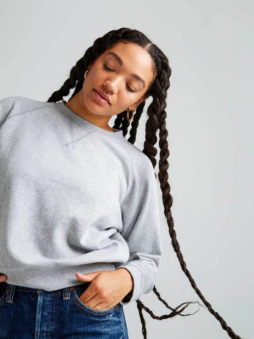 RicherPoorer Clothing Recycled Crew Sweatshirt - Heather Grey 5 RicherPoorer Clothing Recycled Crew Sweatshirt - Heather Grey