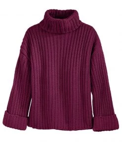 525 America Ribbed Wide Sleeve Turtleneck - Garnet