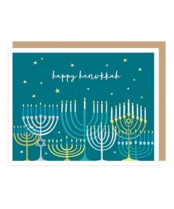 Apartment 2 Cards Home & Gift Table Of Menorahs Hanukkah Card