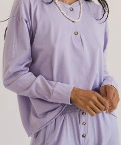 Donni Henley Long Sleeve - Lilac Clothing