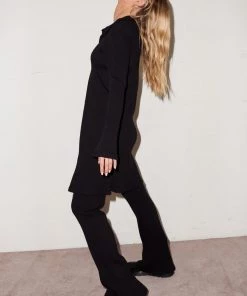 LNA Laurel Ribbed Pant - Black Clothing