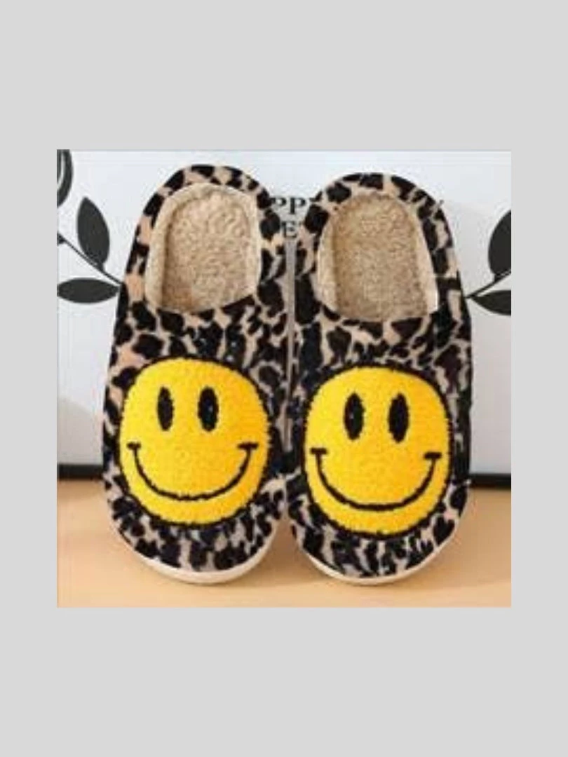 Katydid Accessories Smiley Face Slippers - Leopard 3 Katydid Accessories Smiley Face Slippers - Leopard