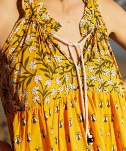 Ro's Garden Clothing Short Sofia Dress-Yellow
