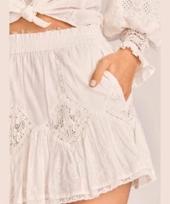 LoveShackFancy Adia Mini Skirt- True White Clothing 8 LoveShackFancy Adia Mini Skirt- True White Clothing