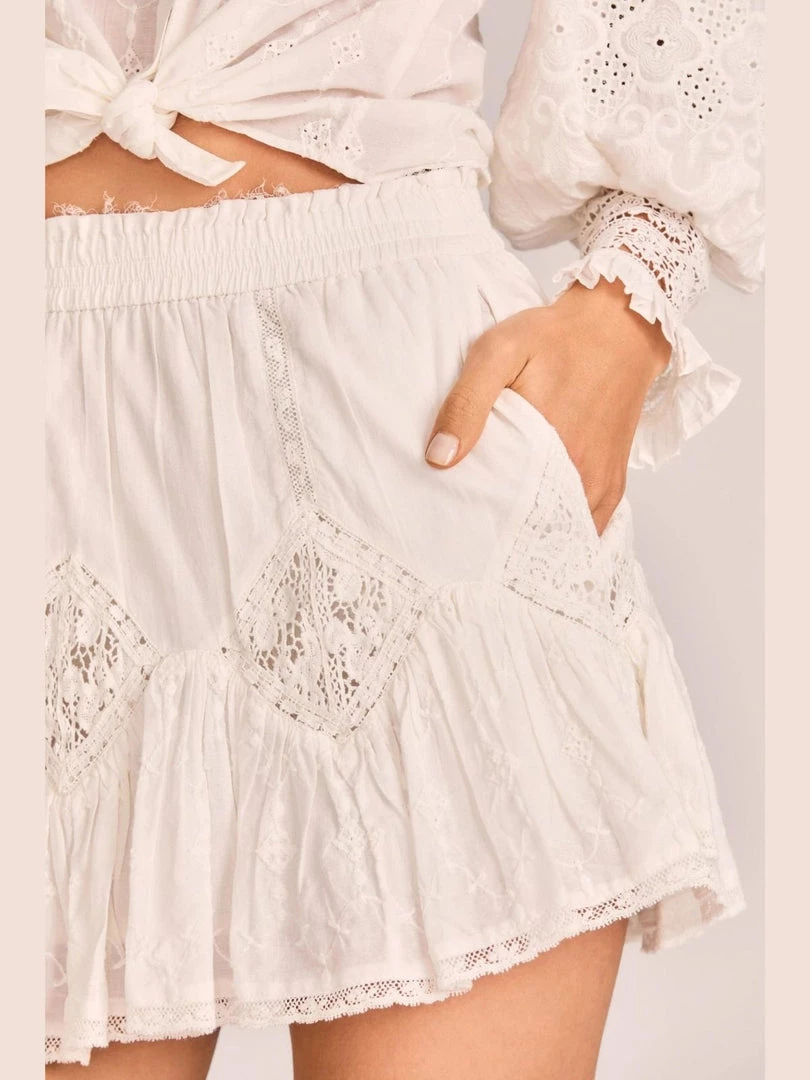 LoveShackFancy Adia Mini Skirt- True White Clothing 5 LoveShackFancy Adia Mini Skirt- True White Clothing