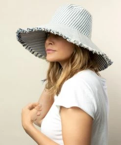 Hat Attack Accessories Canvas Packable Hat- Ocean Stripe