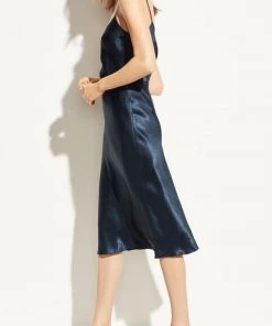 Vince Clothing Satin Slip Skirt - Navy