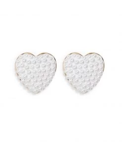 Lele Sadoughi Pearl Heart Button Earrings