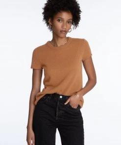 525 America Clothing Cashmere Short Sleeve Pullover - Toasted Almond
