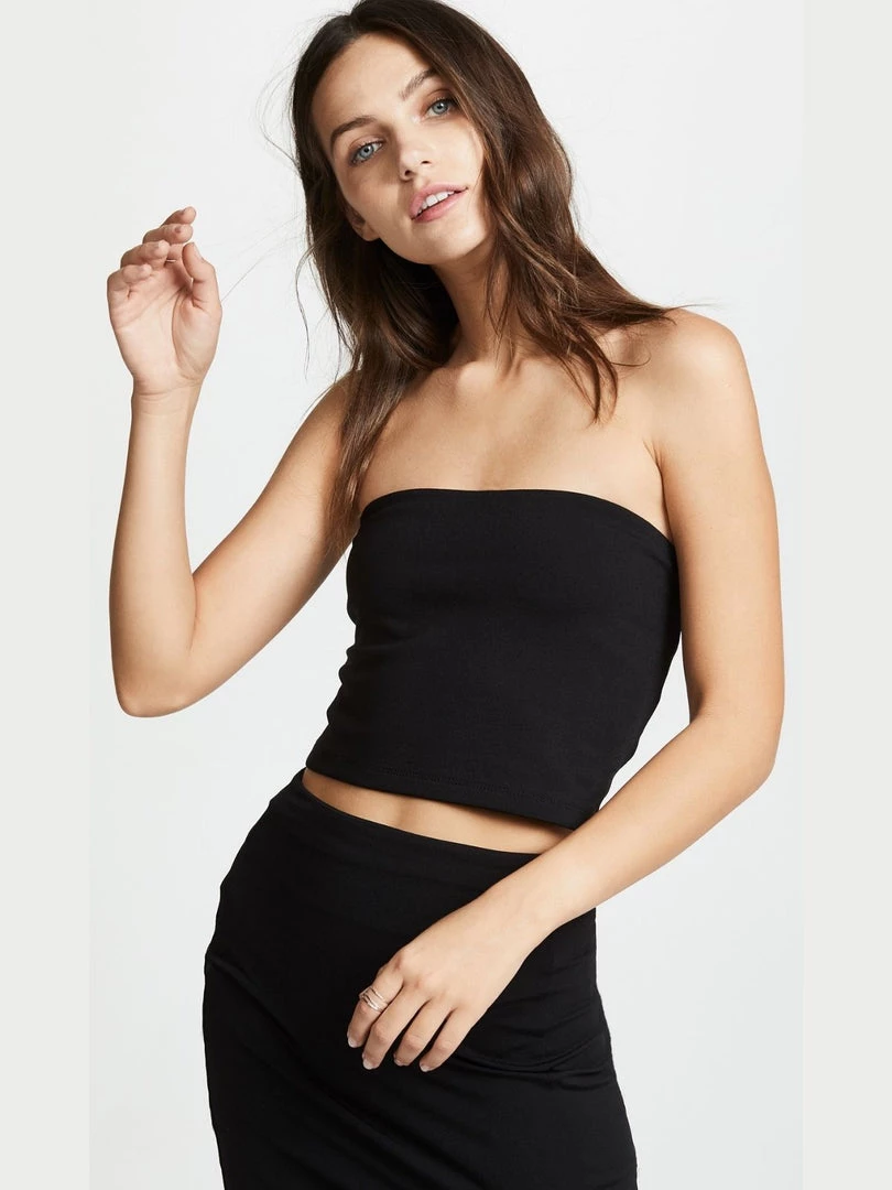 Susana Monaco Essential Crop Tube Top - Black 3 Susana Monaco Essential Crop Tube Top - Black