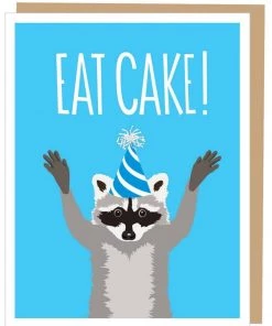 Apartment 2 Cards Raccoon Eat Cake Birthday Card Home & Gift