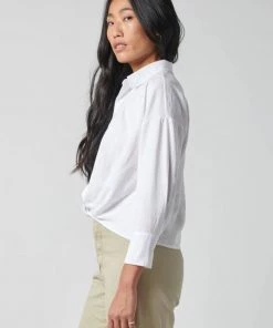 Stateside Linen Long Sleeve Front Twist Shirt Clothing