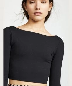 Susana Monaco Clothing Scoop Black Crop Top