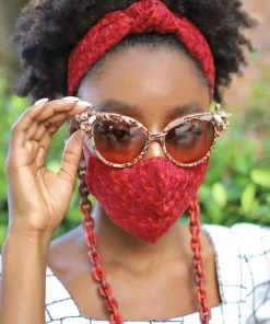 Lele Sadoughi Set Of 3 Garnet Face Masks