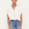 Stateside Clothing Poplin Short Sleeve Front Twist Shirt - White