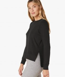 Beyond Yoga Side Slit LS Pullover - Black Clothing