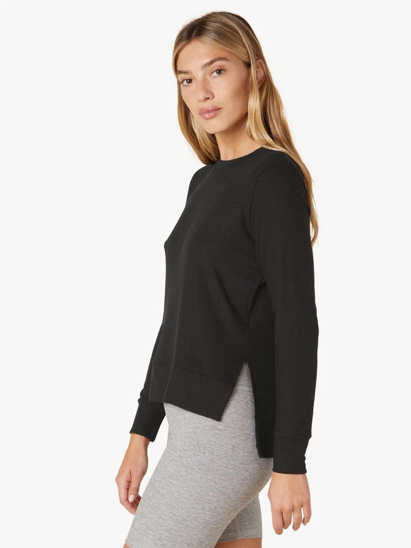 Beyond Yoga Side Slit LS Pullover - Black Clothing 4 Beyond Yoga Side Slit LS Pullover - Black Clothing