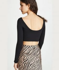 Susana Monaco Clothing Scoop Black Crop Top