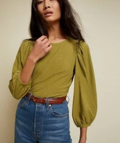 Nation LTD Clothing Cecilia Balloon Sleeve Tee - Olive