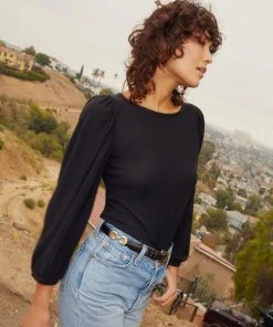 Nation LTD Cecilia Balloon Sleeve Tee - Blk Clothing