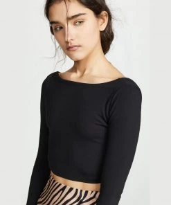 Susana Monaco Clothing Scoop Black Crop Top