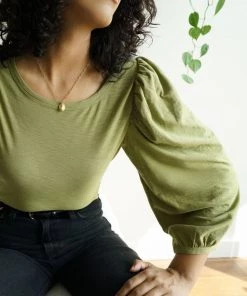Nation LTD Clothing Cecilia Balloon Sleeve Tee - Olive