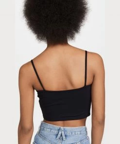 Susana Monaco String Crop Tank - Black Clothing