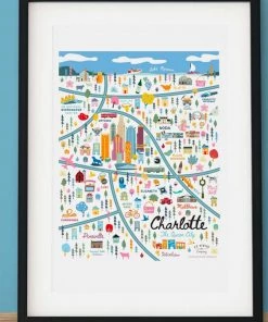 A.B. Newton Home & Gift Area Map Art Print - Charlotte