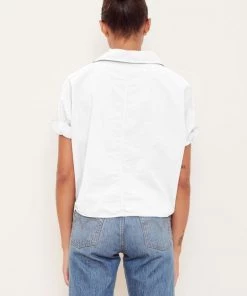 Stateside Clothing Poplin Short Sleeve Front Twist Shirt - White