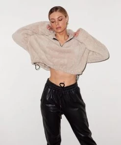 LNA Clothing Sherpa Half Zip - Oat 15 LNA Clothing Sherpa Half Zip - Oat