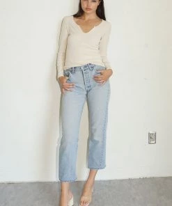 LNA Clothing Emory Notch Long Sleeve - Bone