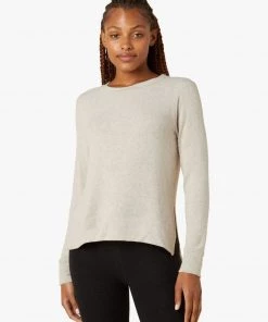 Beyond Yoga Side Slit LS Pullover - Oat