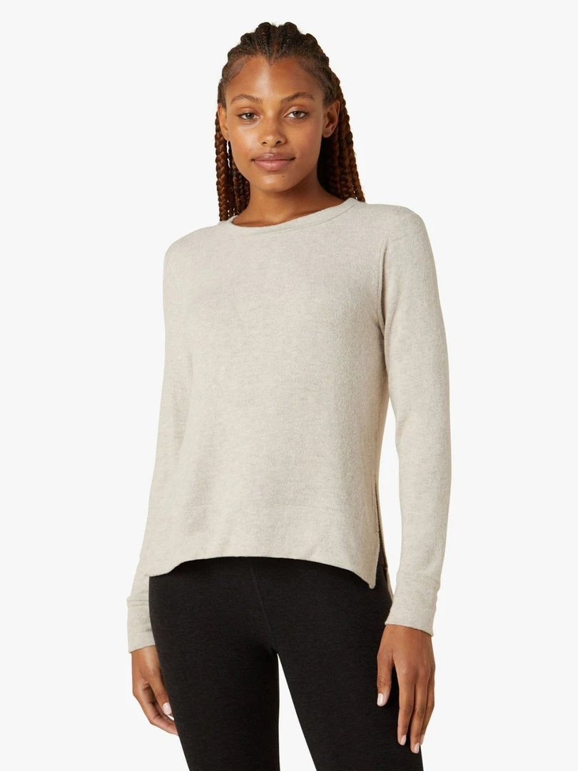 Beyond Yoga Side Slit LS Pullover - Oat 3 Beyond Yoga Side Slit LS Pullover - Oat