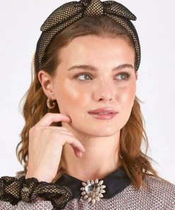 Lele Sadoughi Bow Headband - Fishnet Jet